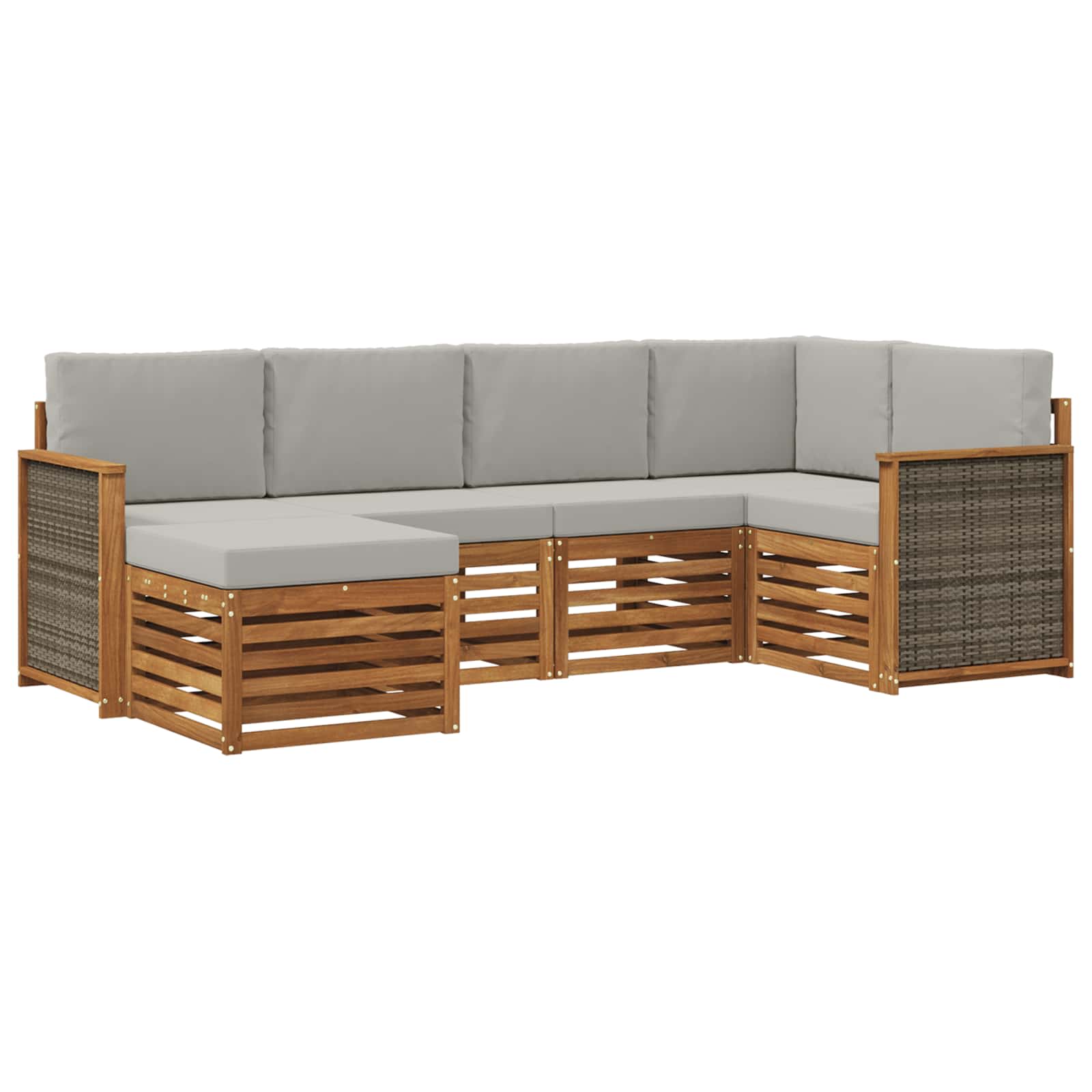 Sektionalsofa sæt med pude 5 pcs Naturfarvet og lysegrå