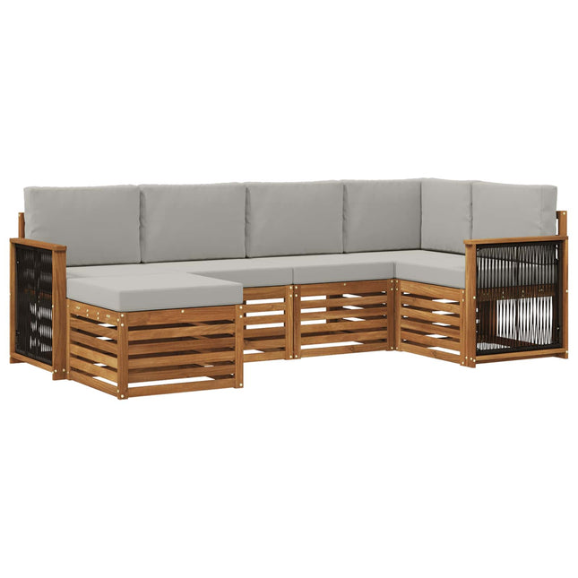 Sektionalsofa sæt med pude 5 pcs Naturfarvet og lysegrå