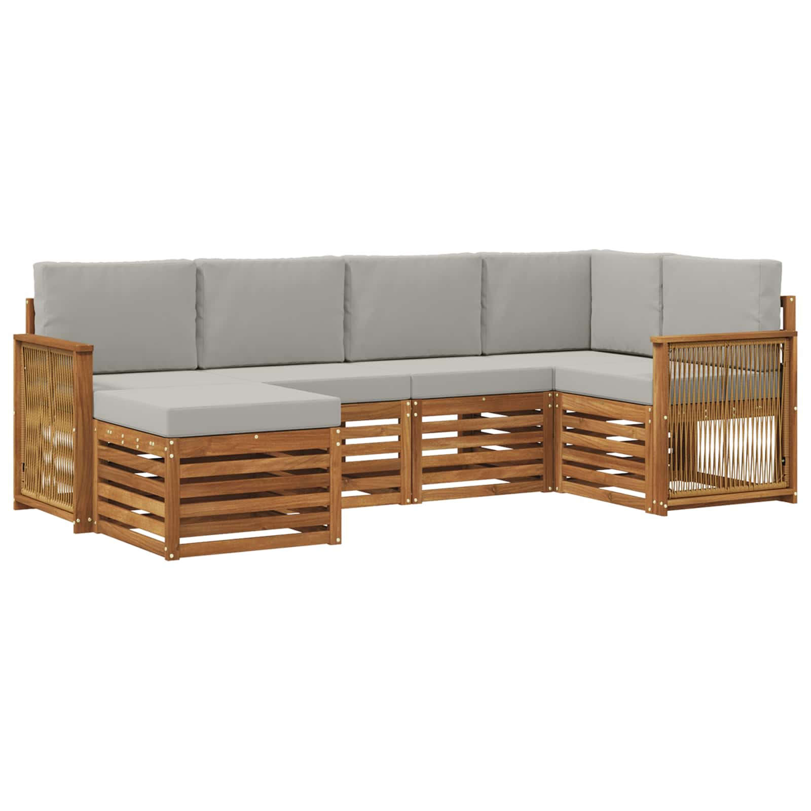 Sektionalsofa sæt med pude 5 pcs Naturfarvet og lysegrå