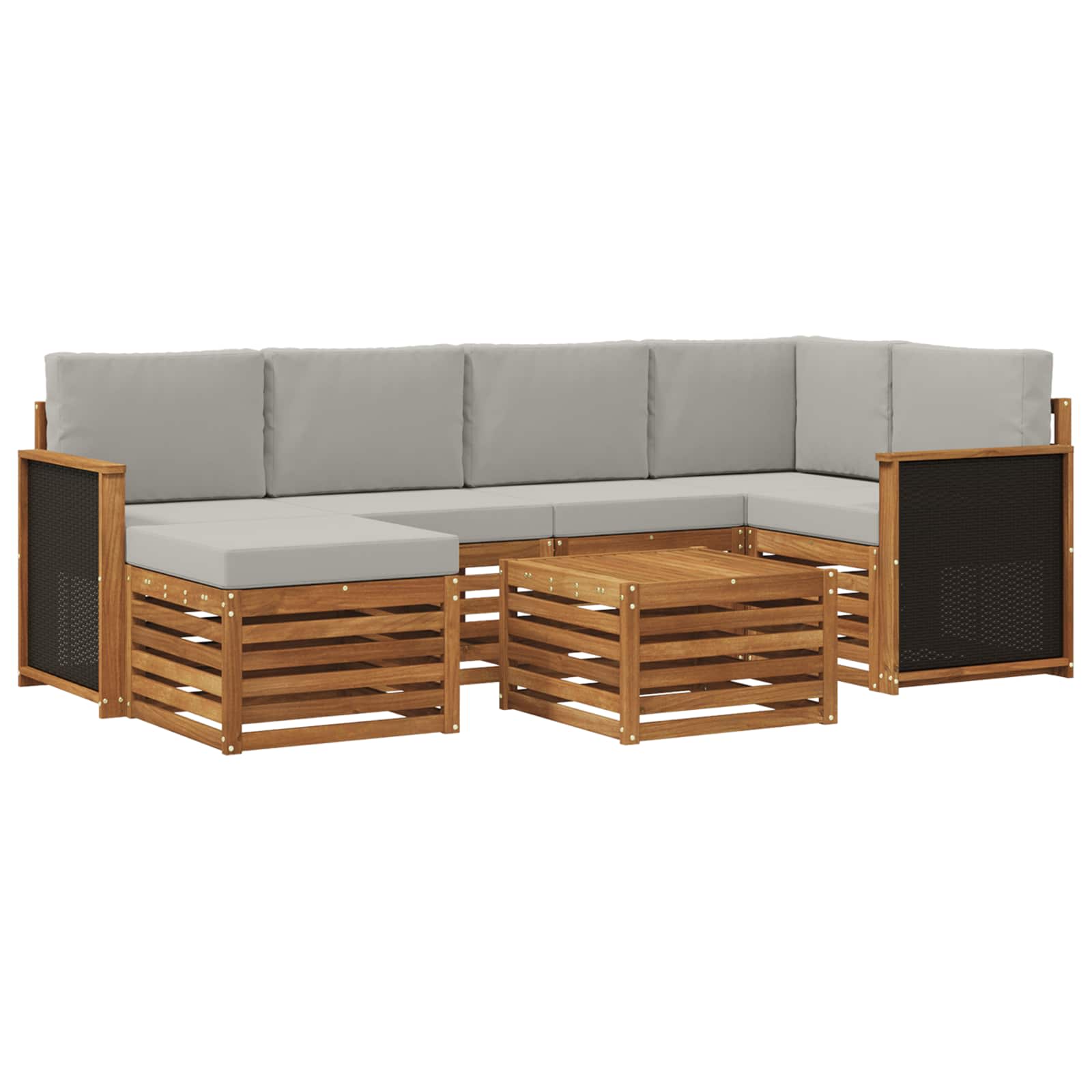 Sektionalsofa sæt med pude 6 pcs Naturfarvet og lysegrå
