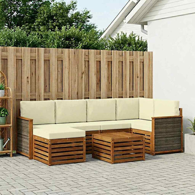 Sektionalsofa sæt med pude 6 pcs Naturlig og Fløde