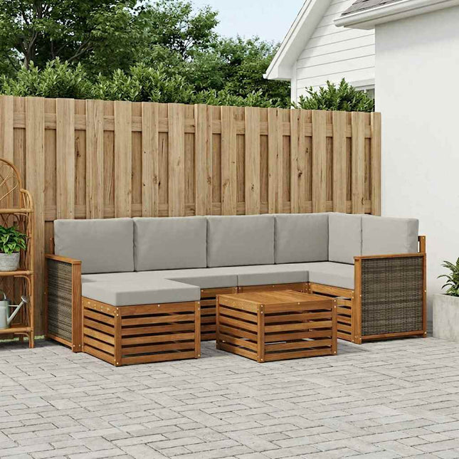 Sektionalsofa sæt med pude 6 pcs Naturfarvet og lysegrå