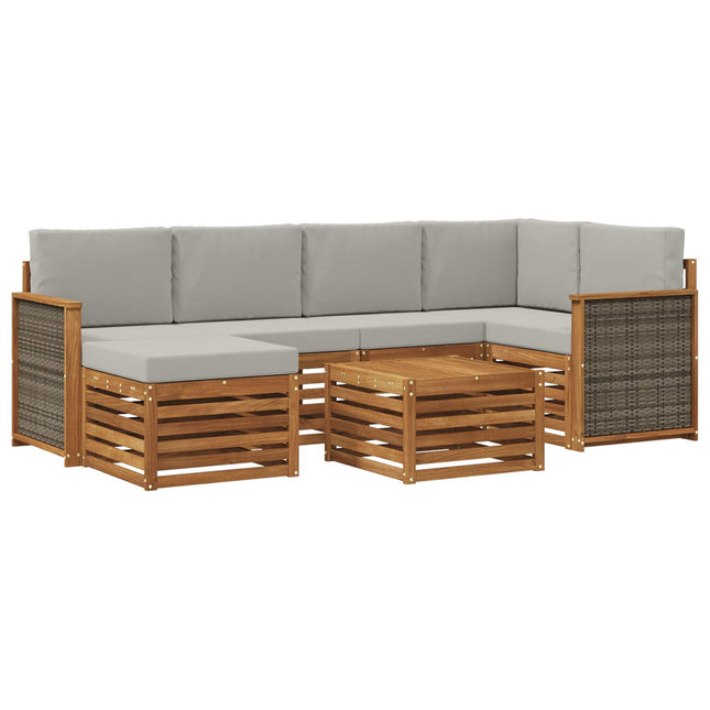 Sektionalsofa sæt med pude 6 pcs Naturfarvet og lysegrå