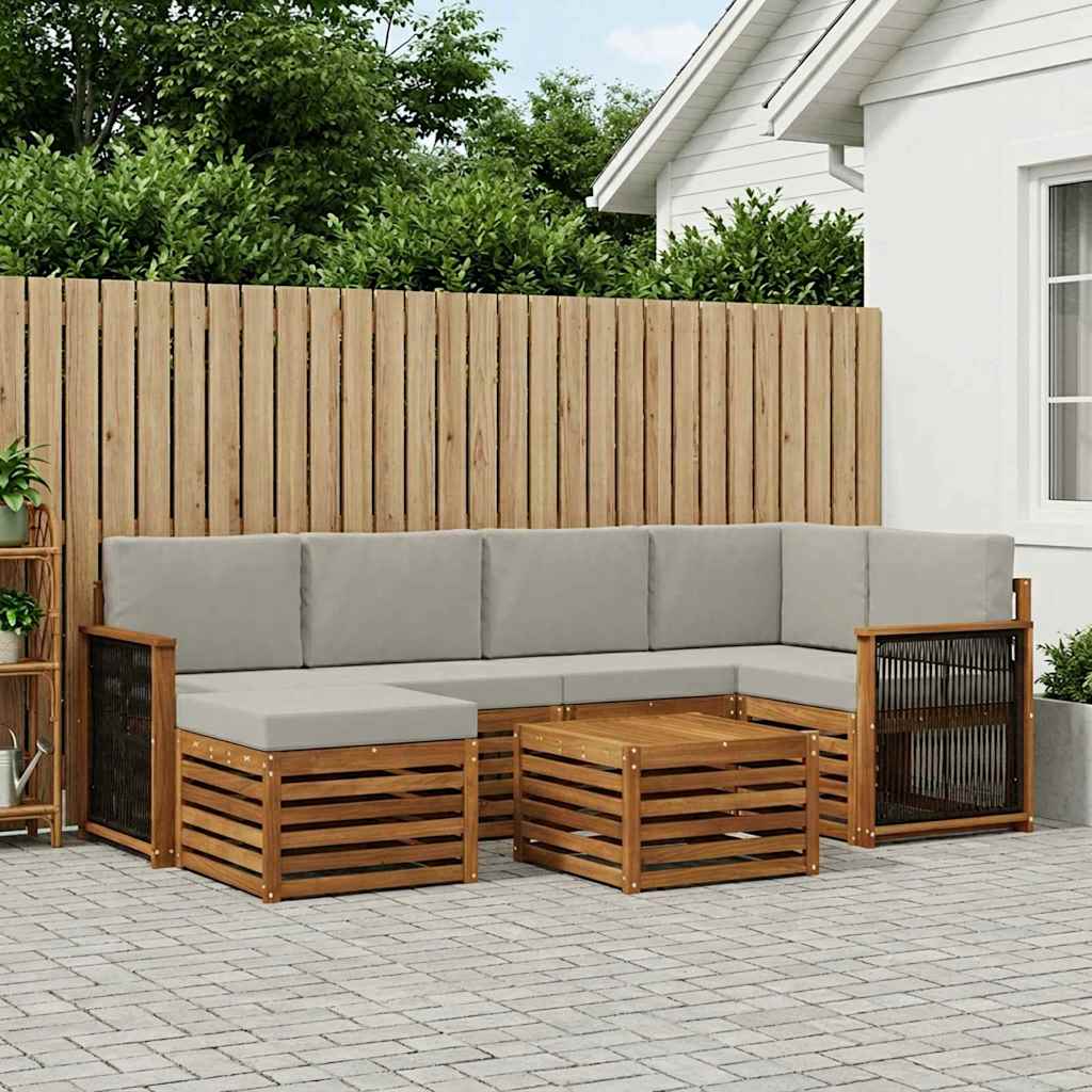 Sektionalsofa sæt med pude 6 pcs Naturfarvet og lysegrå