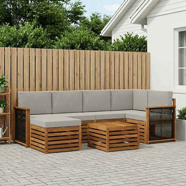 Sektionalsofa sæt med pude 6 pcs Naturfarvet og lysegrå