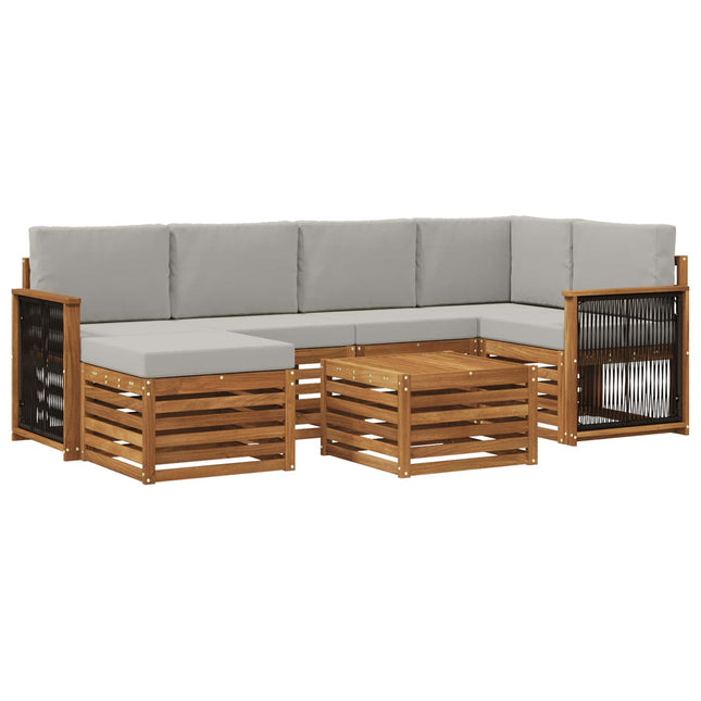 Sektionalsofa sæt med pude 6 pcs Naturfarvet og lysegrå