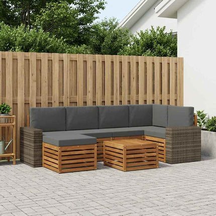 Sektionalsofa sæt 7 pcs Naturlig og Antracit Massivt Akacietræ