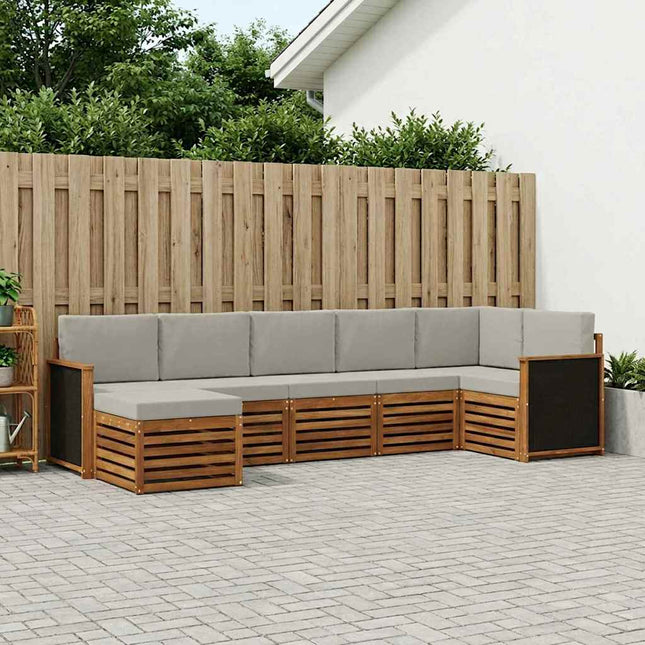 Sektionalsofa sæt med pude 6 pcs Naturfarvet og lysegrå