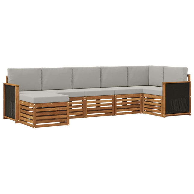 Sektionalsofa sæt med pude 6 pcs Naturfarvet og lysegrå