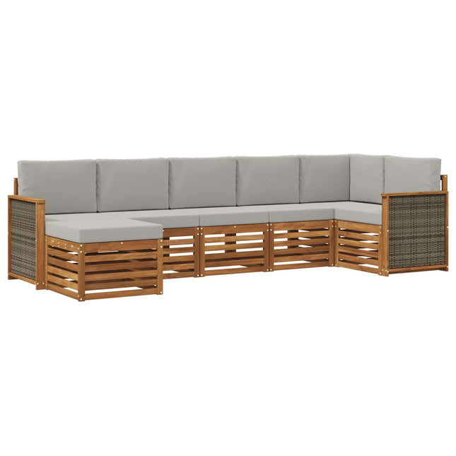 Sektionalsofa sæt med pude 6 pcs Naturfarvet og lysegrå