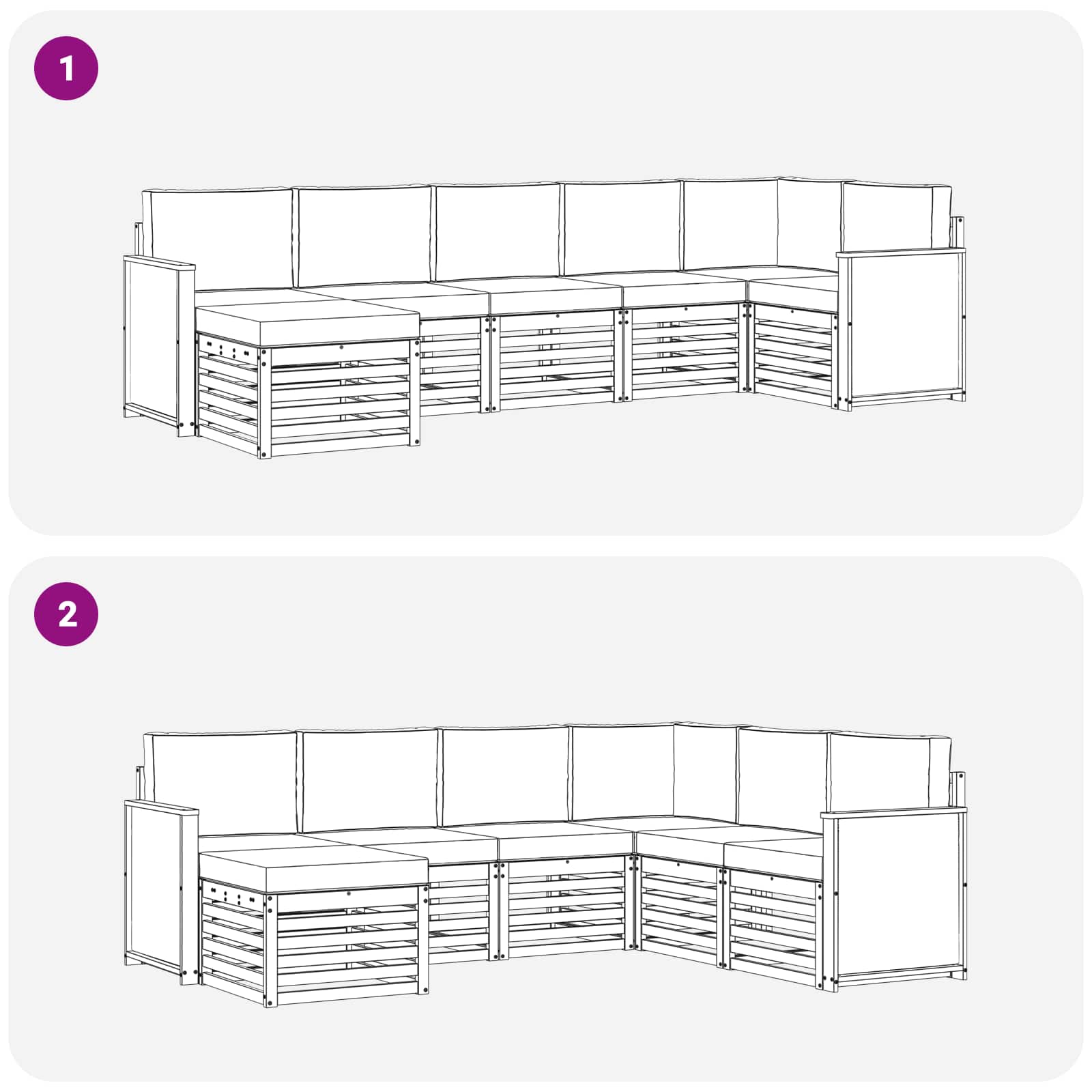 Sektionalsofa sæt med pude 6 pcs Naturlig og Antracit