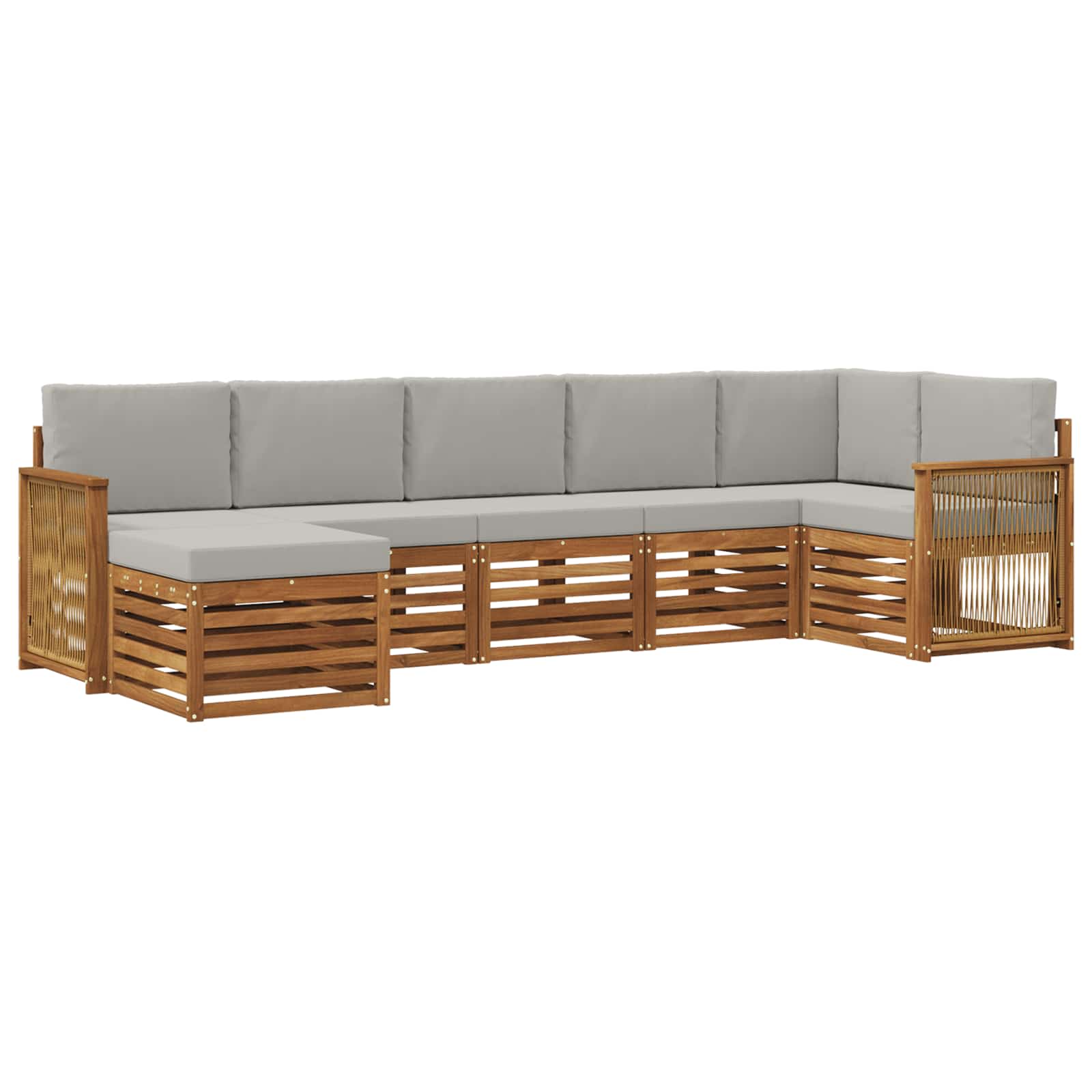 Sektionalsofa sæt med pude 6 pcs Naturfarvet og lysegrå