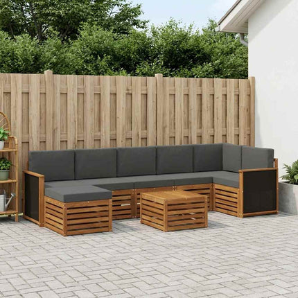 Udendørs sofagruppe med pude 7 pcs Naturlig og Antracit