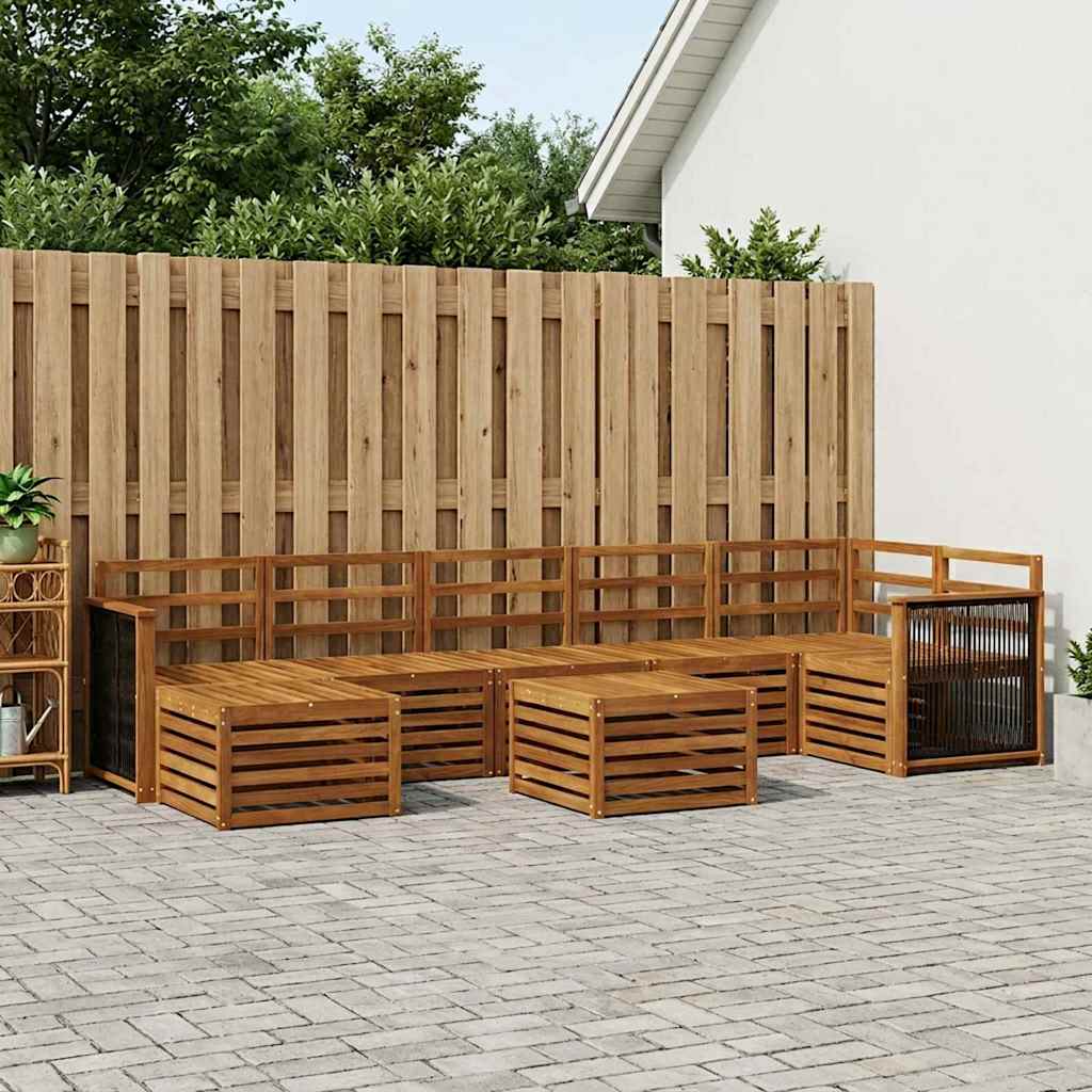 Udendørs sofagruppe 7 pcs Naturfarvet Massivt Akacietræ