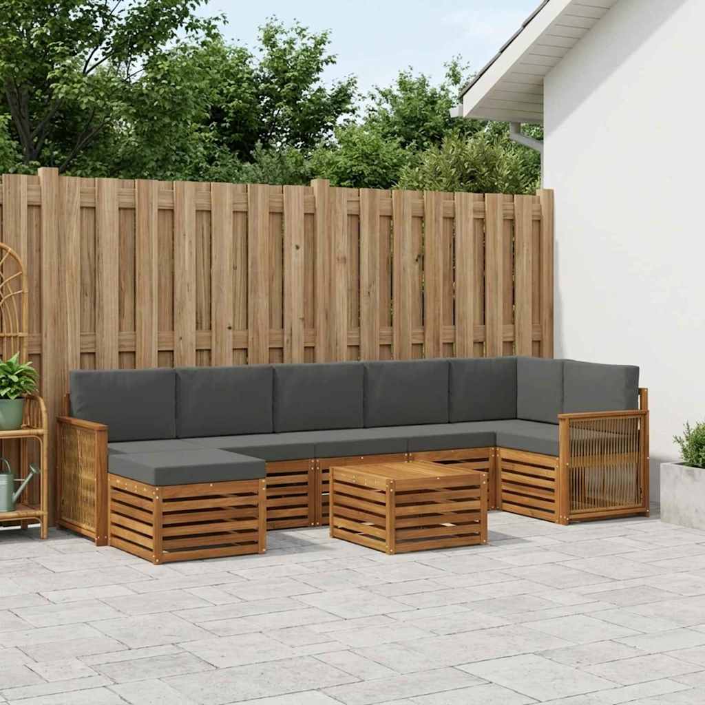 Udendørs sofagruppe med pude 7 pcs Naturlig og Antracit