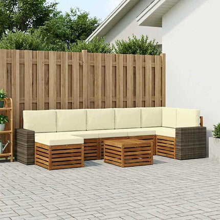 Udendørs sofagruppe med pude 8 pcs Naturlig og Fløde