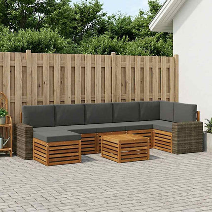 Udendørs sofagruppe med pude 8 pcs Naturlig og Antracit