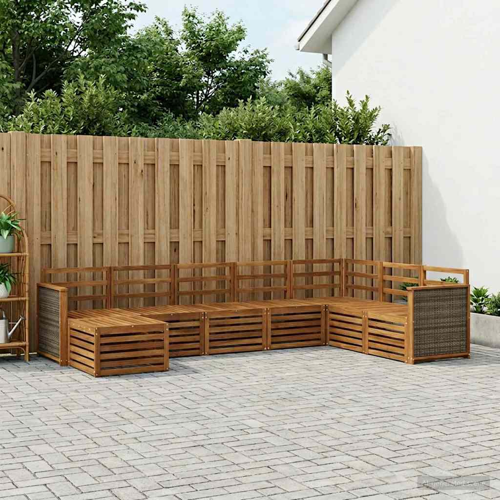 Udendørs sofagruppe 6 pcs Naturfarvet Massivt Akacietræ