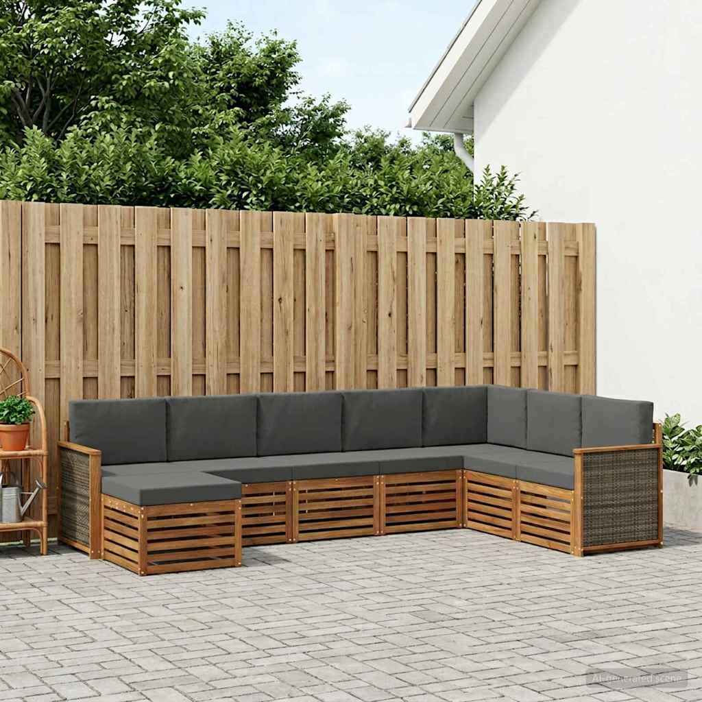 Udendørs sofagruppe med pude 6 pcs Naturlig og Antracit