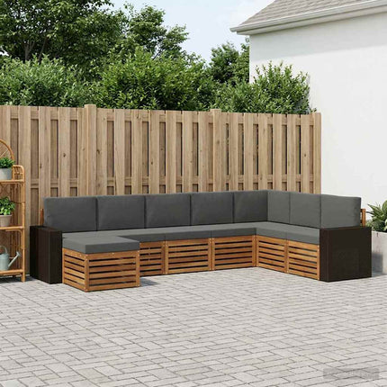Udendørs sofagruppe med pude 8 pcs Naturlig og Antracit