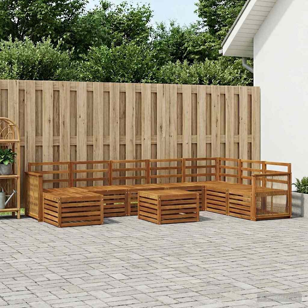 Udendørs sofagruppe 7 pcs Naturfarvet Massivt Akacietræ