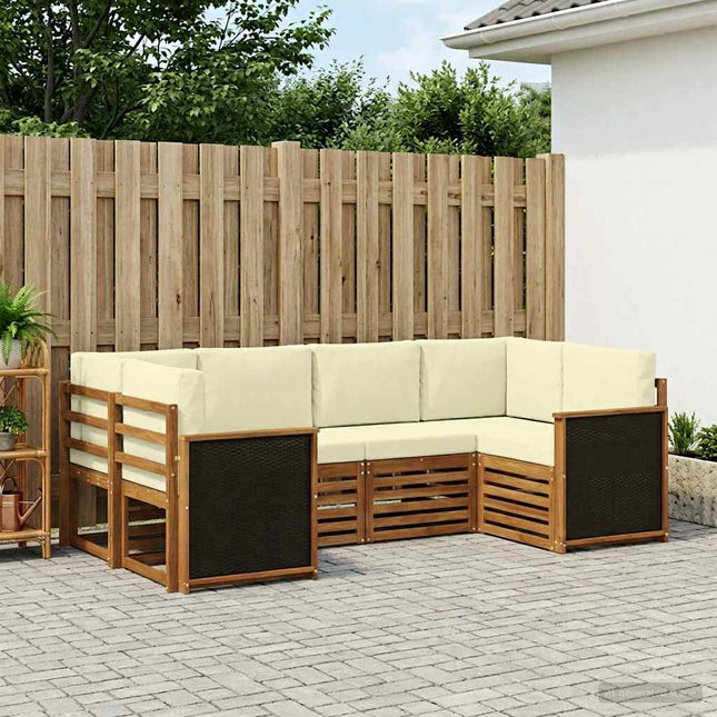 Sektionalsofa sæt med pude 5 pcs Naturlig og Fløde