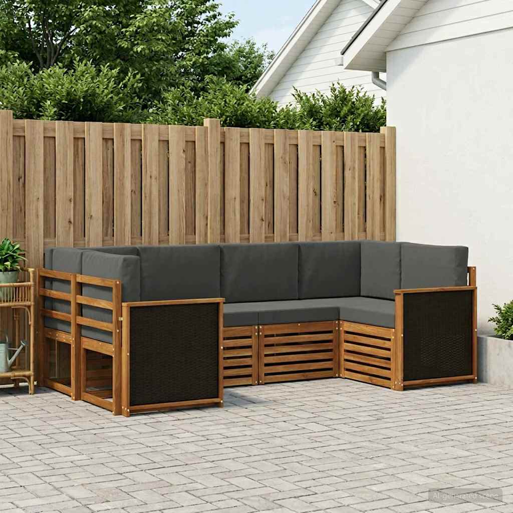 Sektionalsofa sæt med pude 5 pcs Naturlig og Antracit