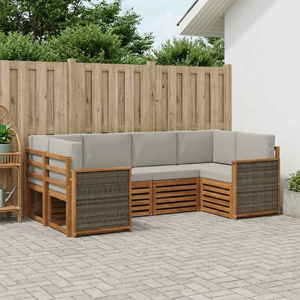 Sektionalsofa sæt med pude 5 pcs Naturfarvet og lysegrå