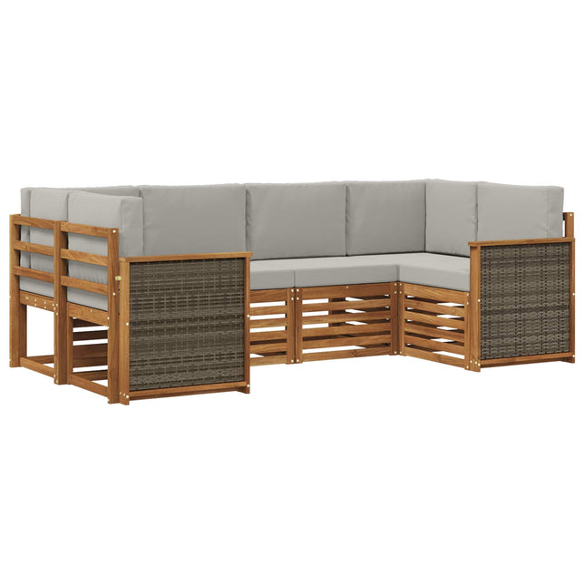 Sektionalsofa sæt med pude 5 pcs Naturfarvet og lysegrå