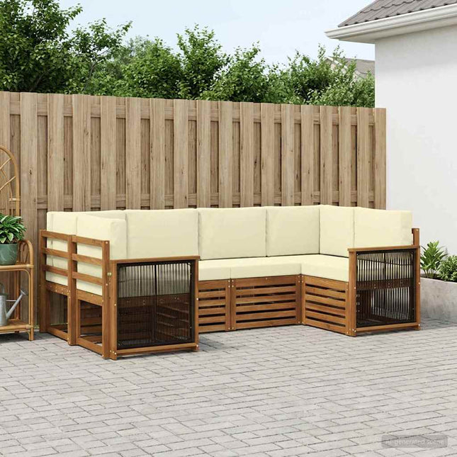 Sektionalsofa sæt med pude 5 pcs Naturlig og Fløde