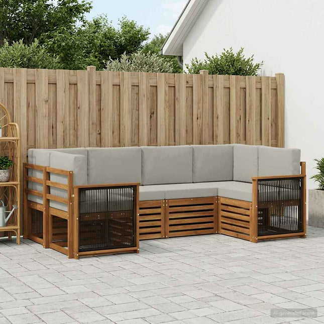 Sektionalsofa sæt med pude 5 pcs Naturfarvet og lysegrå
