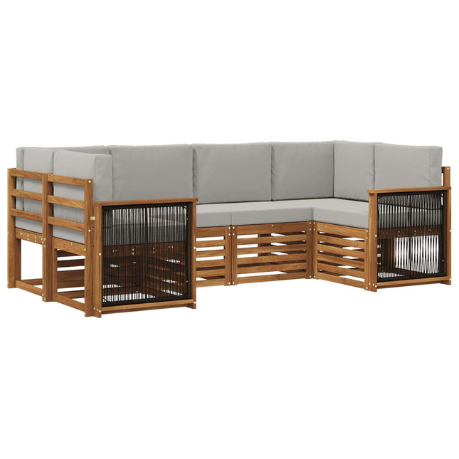 Sektionalsofa sæt med pude 5 pcs Naturfarvet og lysegrå