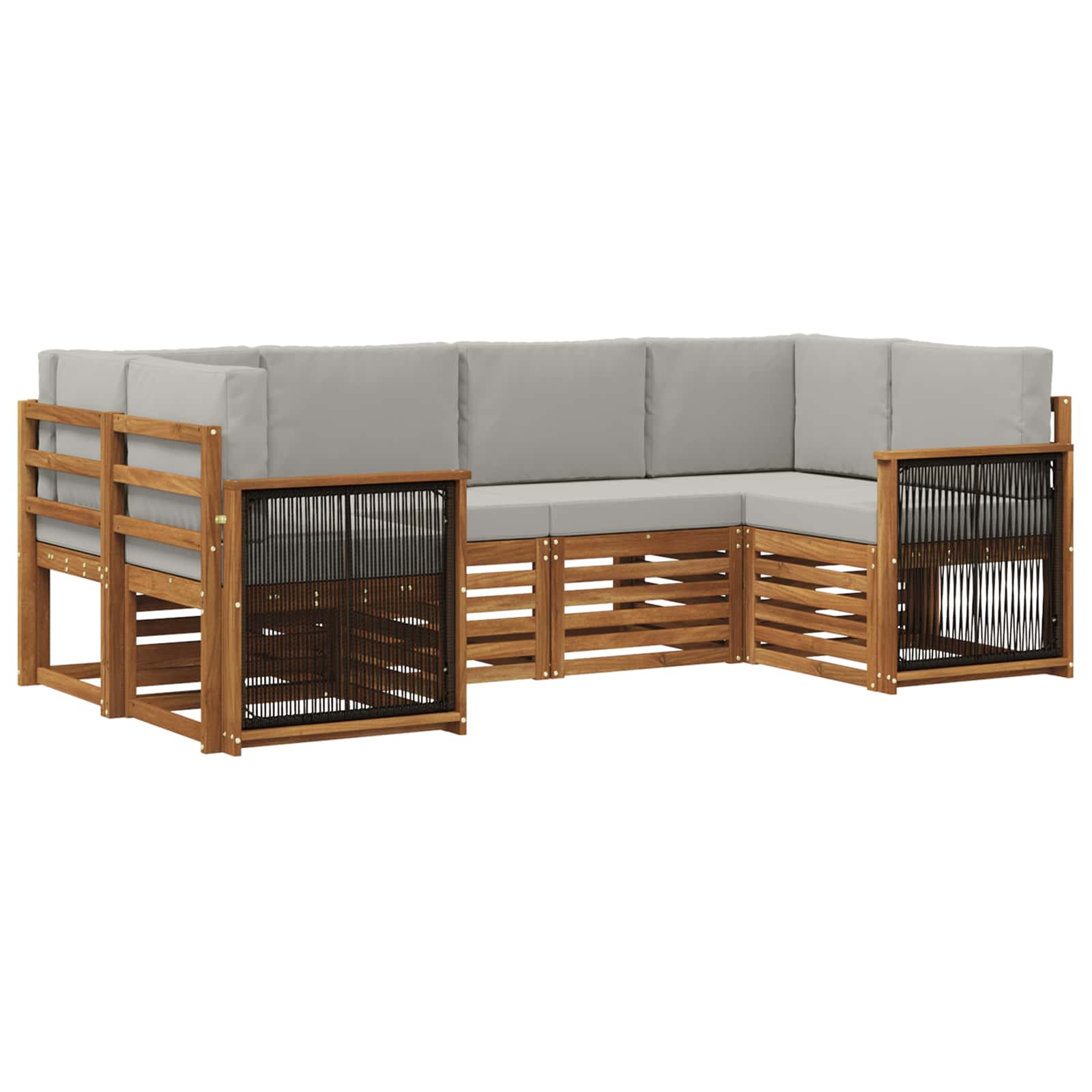 Sektionalsofa sæt med pude 5 pcs Naturfarvet og lysegrå