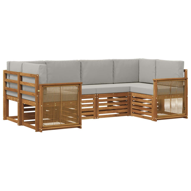 Sektionalsofa sæt med pude 5 pcs Naturfarvet og lysegrå