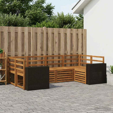 Sektionalsofa sæt 6 pcs Naturfarvet Massivt Akacietræ