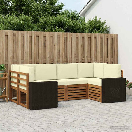 Sektionalsofa sæt med pude 6 pcs Naturlig og Fløde Polyester