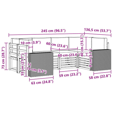 Sektionalsofa sæt med pude 6 pcs Naturlig og Antracit Polyester