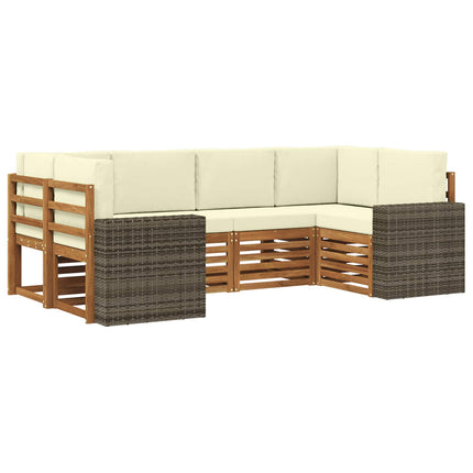 Sektionalsofa sæt med pude 6 pcs Naturlig og Fløde Polyester