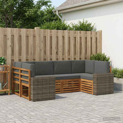 Sektionalsofa sæt med pude 6 pcs Naturlig og Antracit Polyester