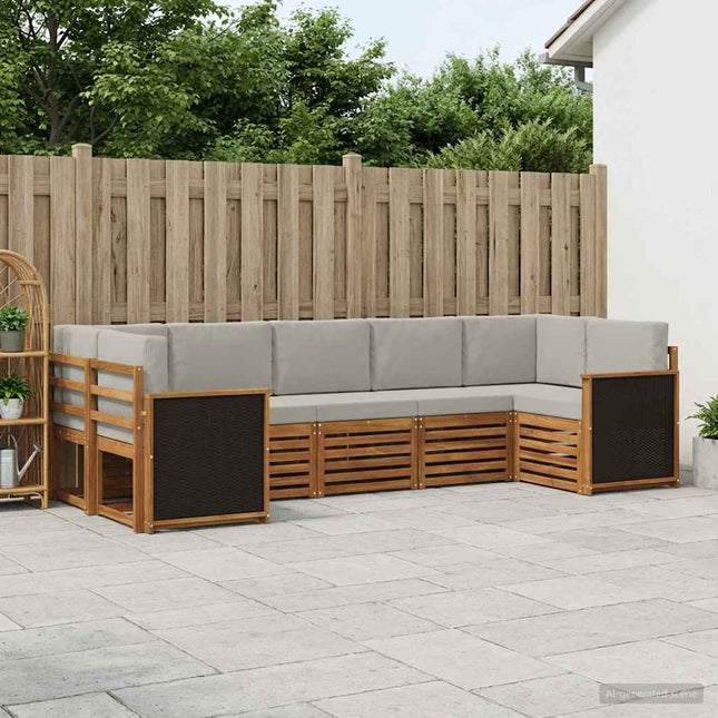 Sektionalsofa sæt med pude 6 pcs Naturfarvet og lysegrå