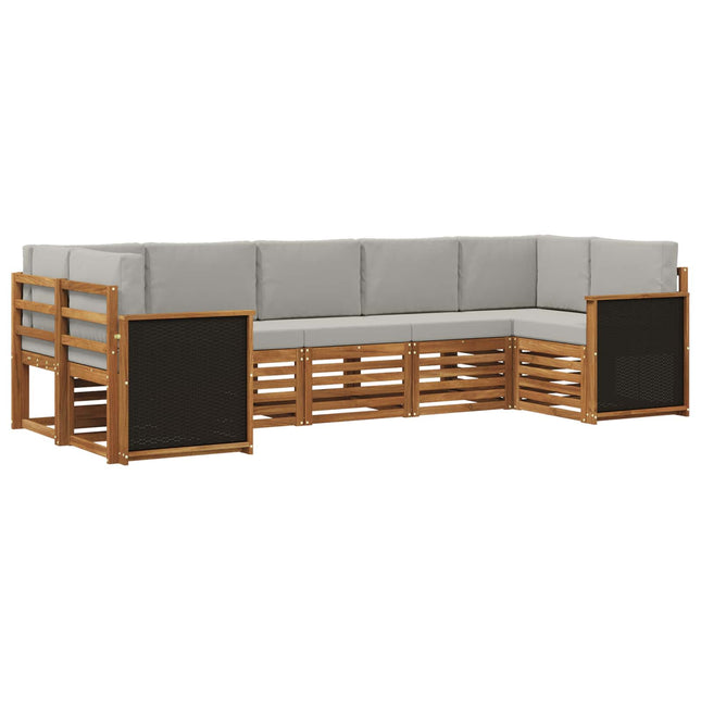 Sektionalsofa sæt med pude 6 pcs Naturfarvet og lysegrå