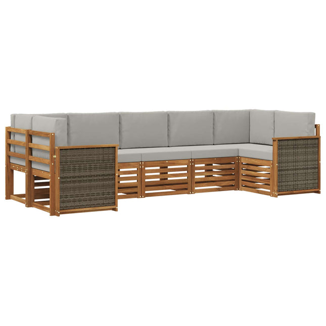Sektionalsofa sæt med pude 6 pcs Naturfarvet og lysegrå