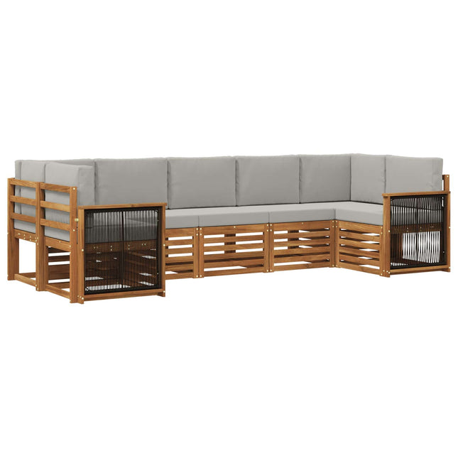 Sektionalsofa sæt med pude 6 pcs Naturfarvet og lysegrå