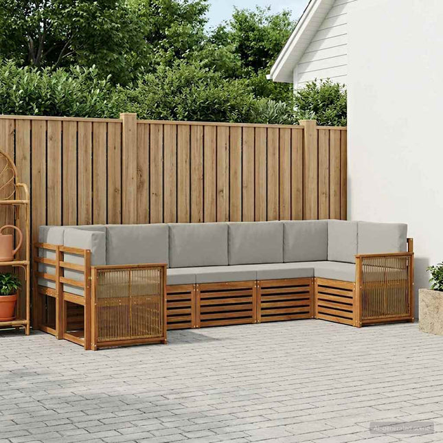 Sektionalsofa sæt med pude 6 pcs Naturfarvet og lysegrå