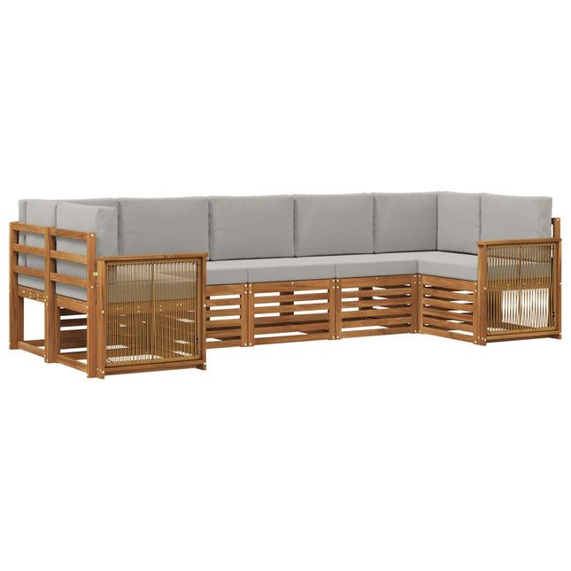 Sektionalsofa sæt med pude 6 pcs Naturfarvet og lysegrå