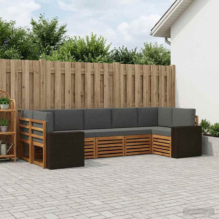Sektionalsofa sæt med pude 7 pcs Naturlig og Antracit Polyester