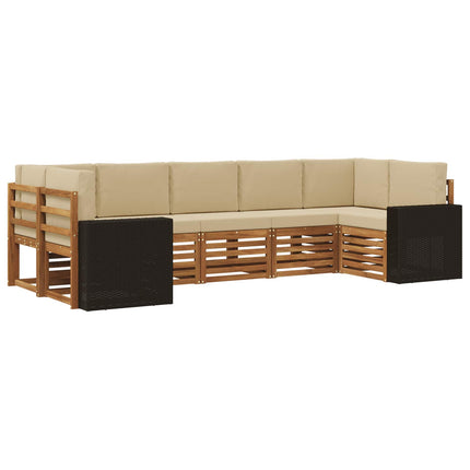 Sektionalsofa sæt med pude 7 pcs Naturlig og Beige Polyester