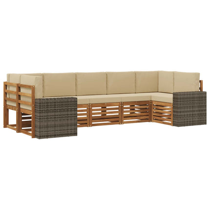 Sektionalsofa sæt med pude 7 pcs Naturlig og Beige Polyester