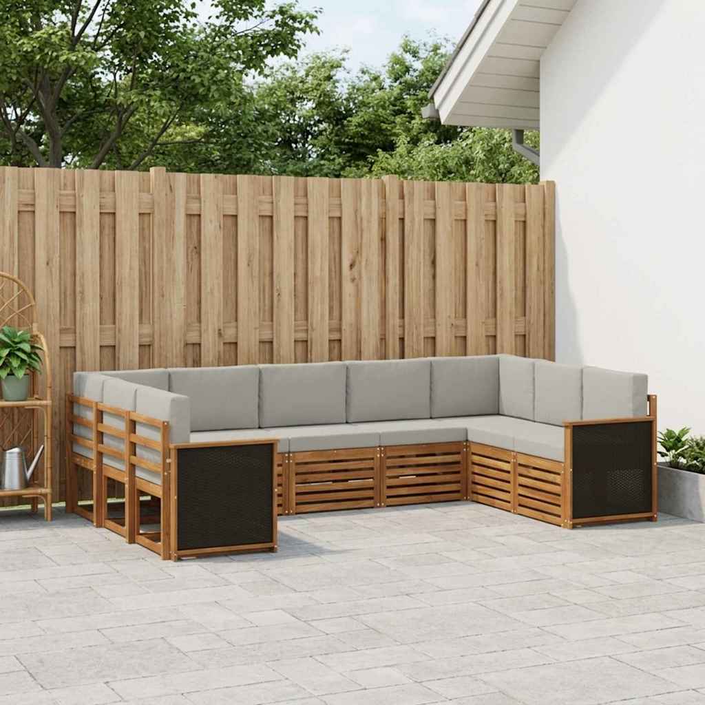 Sektionalsofa sæt med pude 7 pcs Naturfarvet og lysegrå