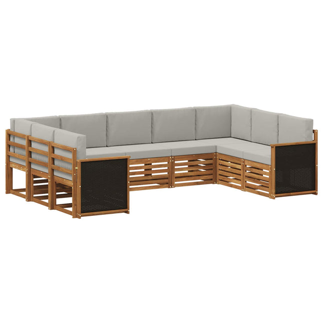 Sektionalsofa sæt med pude 7 pcs Naturfarvet og lysegrå